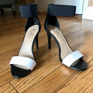 BCBG Paris Ankle Strap, Open Toe Heels